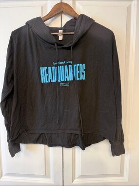 HEADQUARTERS Black Hoodie with Blue Logo